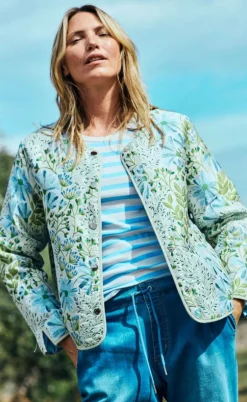 Freequent Jakke - Flowa - Chambray Blue w. Moonbeam