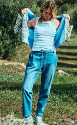 Freequent Jakke - Flowa - Chambray Blue w. Moonbeam