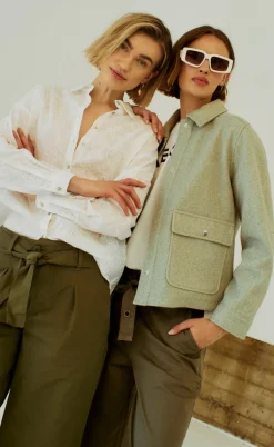 Freequent Jakke - Yanna - Deep Lichen Green Mel.