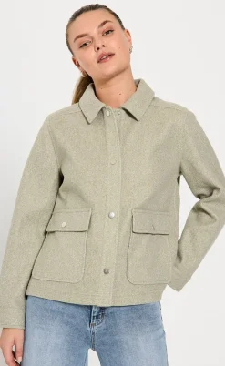 Freequent Jakke - Yanna - Deep Lichen Green Mel.