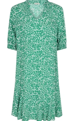 Freequent Kjole - Adney  - Pepper Green W. Off White