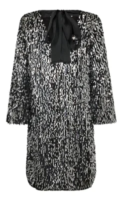 Freequent Kjole - Eve  - Silver w. Black