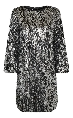 Freequent Kjole - Eve  - Silver w. Black