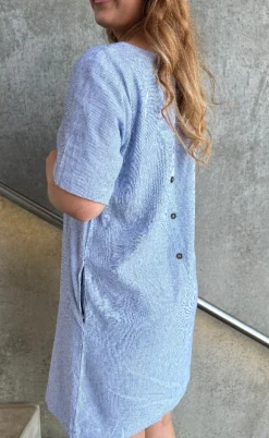 Freequent Kjole - Lava - Off-white w. Nebulas Blue