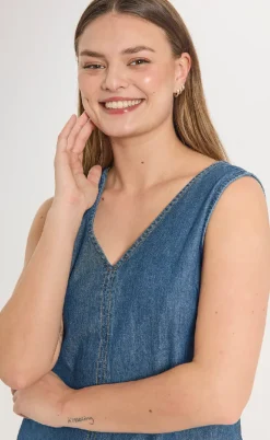 Freequent Kjole - Lisea 207090 - Medium Blue Denim