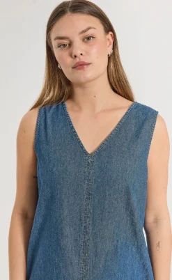 Freequent Kjole - Lisea 207090 - Medium Blue Denim