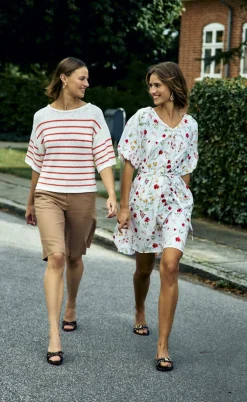 Freequent Kjole - Mele - Brilliant White w. Hot Coral