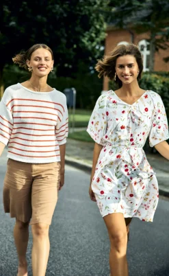 Freequent Kjole - Mele - Brilliant White w. Hot Coral