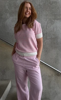 Freequent Pullover - Dodo - Star Off-white w. Fuchsia Pink