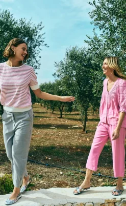 Freequent Pullover - Dodo - Star Off-white w. Fuchsia Pink