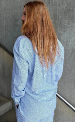 Freequent Skjorte - Lava - Off-white w. Nebulas Blue