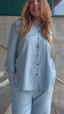 Freequent Skjorte - Lava Simple - Chambray Blue