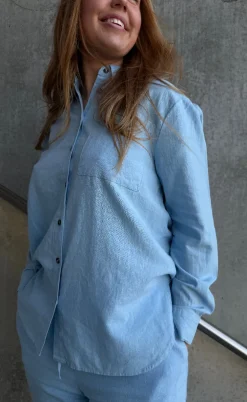 Freequent Skjorte - Lava Simple - Chambray Blue