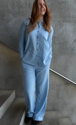 Freequent Skjorte - Lava Simple - Chambray Blue