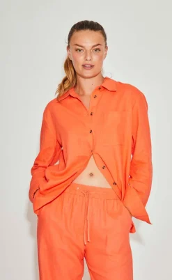 Freequent Skjorte - Lava Simple - Hot Coral