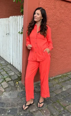 Freequent Skjorte - Lava Simple - Hot Coral