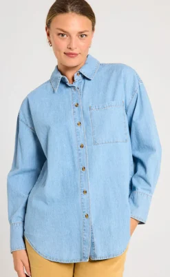 Freequent Skjorte - Lisea - Light Blue Denim