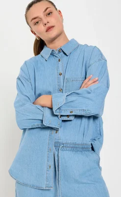 Freequent Skjorte - Lisea - Light Blue Denim