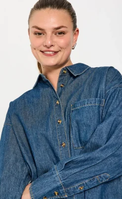 Freequent Skjorte - Lisea - Medium Blue Denim