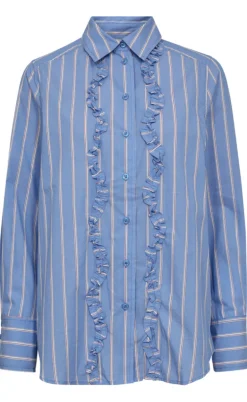 Freequent Skjorte - Sirana - Chambray Blue w. Star Off-white