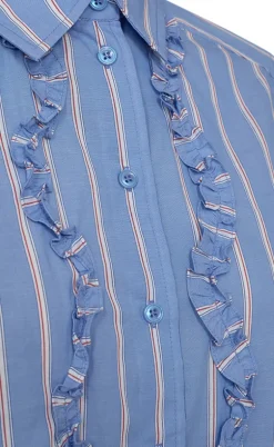 Freequent Skjorte - Sirana - Chambray Blue w. Star Off-white