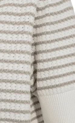 Freequent Striktrøje - Dodo - Star Off-white w. Simply Taupe