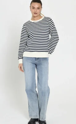 Freequent Striktrøje - Fiffi - Off-white w- Navy Blazer