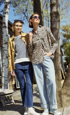 Freequent Striktrøje - Fiffi - Off-white w- Navy Blazer