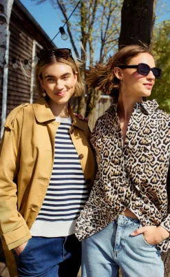 Freequent Striktrøje - Fiffi - Off-white w- Navy Blazer