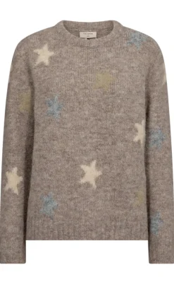 Freequent Striktrøje - Louisa - Silver Mink Melange w. Moonbeam Melange