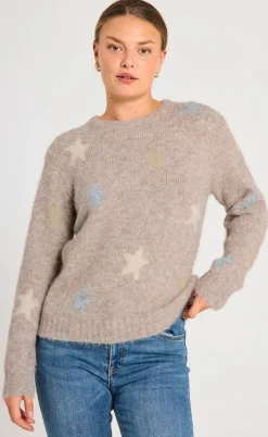 Freequent Striktrøje - Louisa - Silver Mink Melange w. Moonbeam Melange