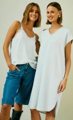 Freequent Top - Renna - Light Blue Denim