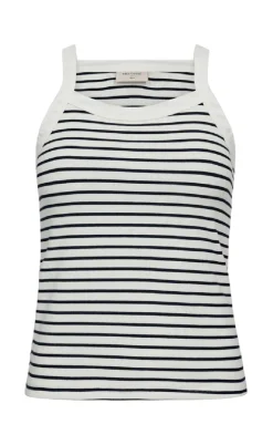 Freequent Top - Zia - Brilliant White w. Navy Blazer