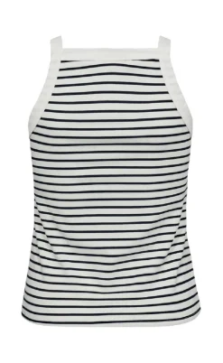 Freequent Top - Zia - Brilliant White w. Navy Blazer