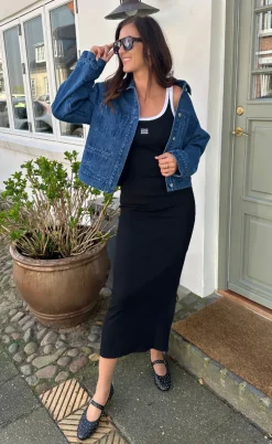 Gestuz Kjole - Drew Contrast Logo - Black