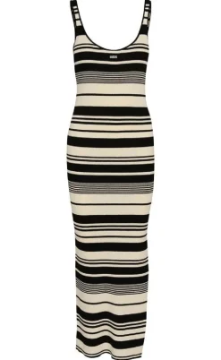 Gestuz Kjole - Stela - Black/Birch striped