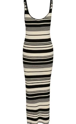 Gestuz Kjole - Stela - Black/Birch striped