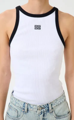 Gestuz Top - Drew Contrast Logo - Bright White