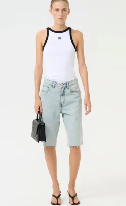 Gestuz Top - Drew Contrast Logo - Bright White