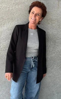 Gestuz Top - Drew Mel Logo - Grey Melange