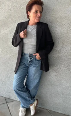 Gestuz Top - Drew Mel Logo - Grey Melange