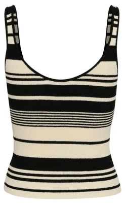 Gestuz Top - Stela - Black/Birch striped