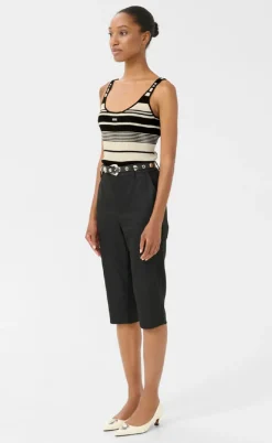 Gestuz Top - Stela - Black/Birch striped