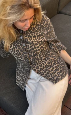 Global Funk Bluse - Lila-G - Leopard Mist