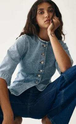 Global Funk Bluse - Lila-G - Medium Light Blue