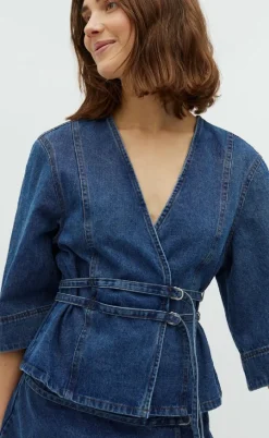 Global Funk Bluse - Merie SS - Vintage Blue Wash
