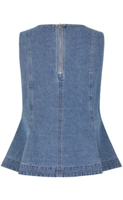 Global Funk Top - Rihne Peplum-G - Midt Vintage Brushing