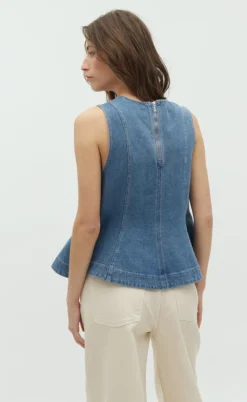 Global Funk Top - Rihne Peplum-G - Midt Vintage Brushing