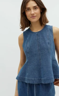 Global Funk Top - Rihne Peplum-G - Midt Vintage Brushing