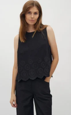 Global Funk Top - Rihne Scallop-G - Black